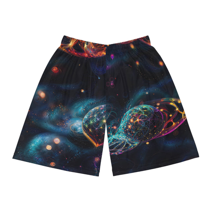 Cosmic Vibrant Tapestry - AOP Basketball Shorts - All Over Prints - g(0D·IO) - Seam thread color automatically matched to design - XS -