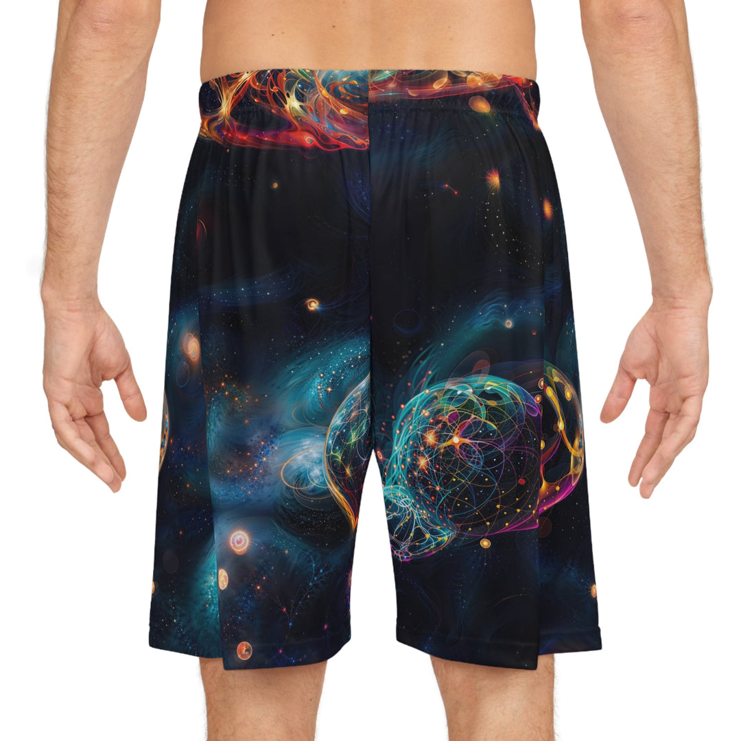 Cosmic Vibrant Tapestry - AOP Basketball Shorts - All Over Prints - g(0D·IO) - Seam thread color automatically matched to design - XS -