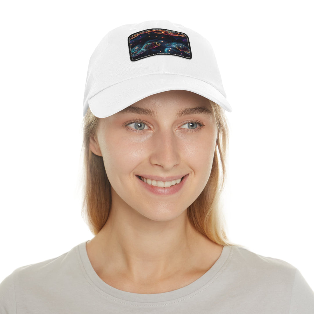 Cosmic Vibrant Tapestry - Dad Hat - Hats - g(0D·IO) - White / Black patch - Rectangle - One size