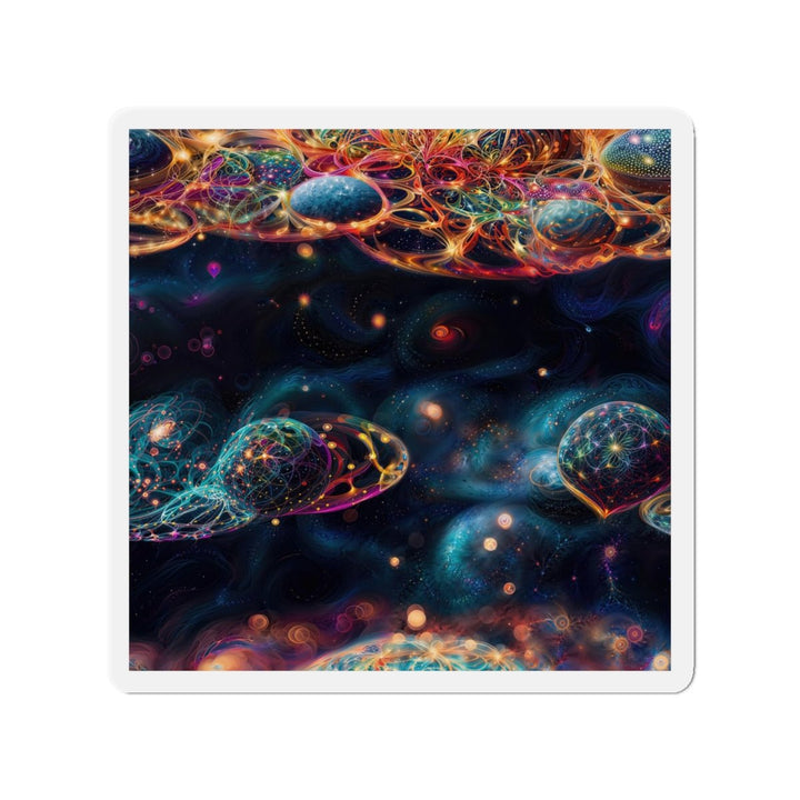 Cosmic Vibrant Tapestry - Die-cut Magnet - Home Decor - g(0D·IO) - 5" x 5" - Die-Cut - 1 pc
