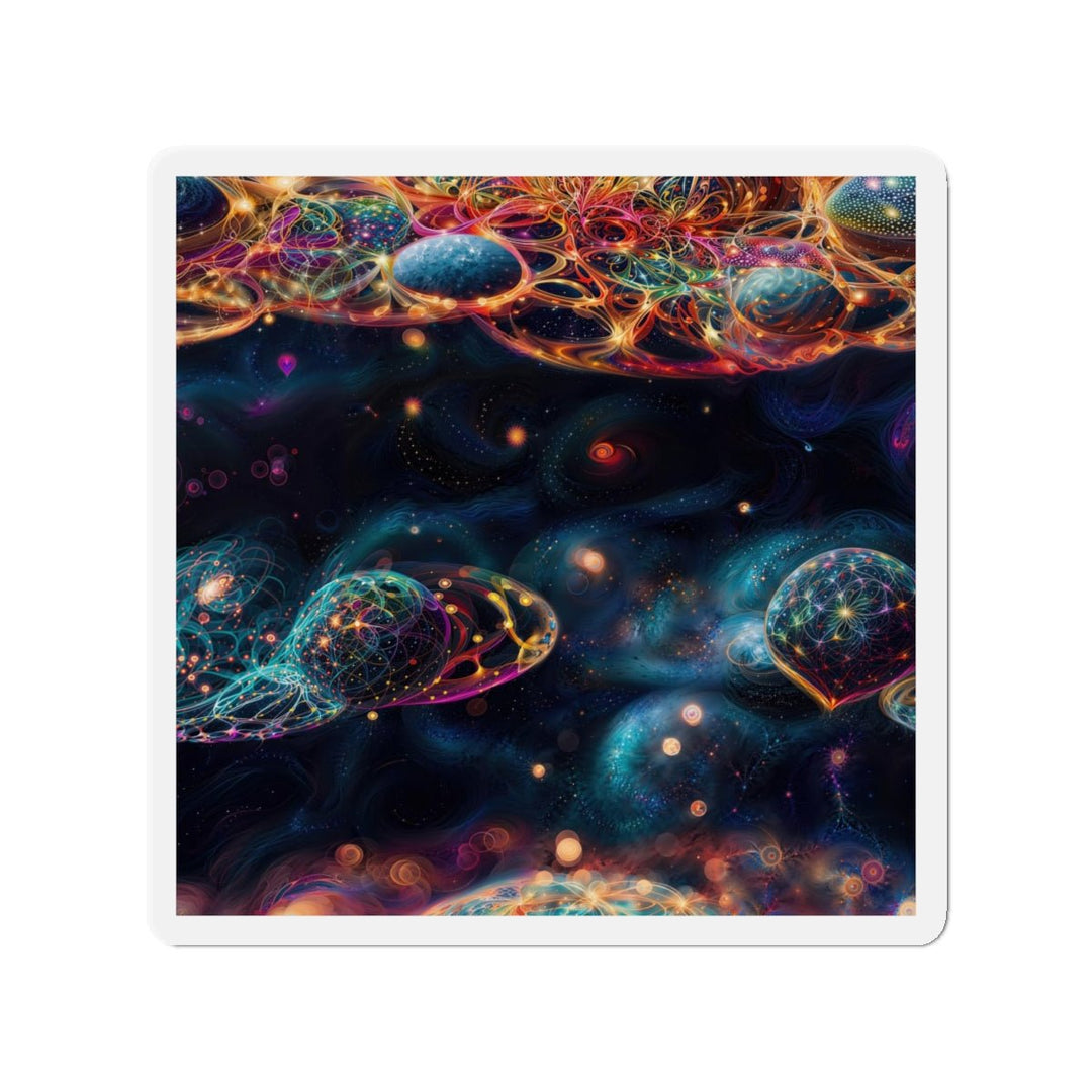 Cosmic Vibrant Tapestry - Die-cut Magnet - Home Decor - g(0D·IO) - 4" x 4" - Die-Cut - 1 pc