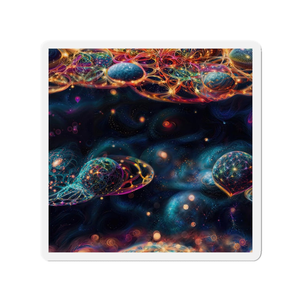 Cosmic Vibrant Tapestry - Die-cut Magnet - Home Decor - g(0D·IO) - 3" x 3" - Die-Cut - 1 pc