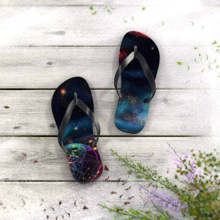 Cosmic Vibrant Tapestry - Flip Flops - Shoes - g(0D·IO) - XL - Black sole -