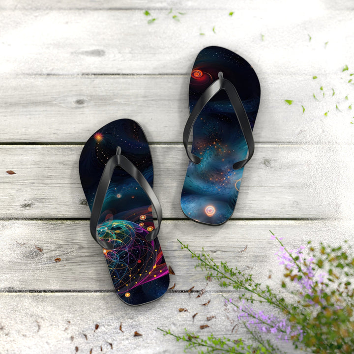 Cosmic Vibrant Tapestry - Flip Flops - Shoes - g(0D·IO) - XL - Black sole -