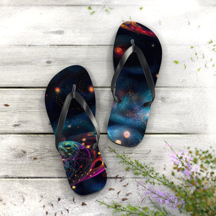 Cosmic Vibrant Tapestry - Flip Flops - Shoes - g(0D·IO) - XL - Black sole -