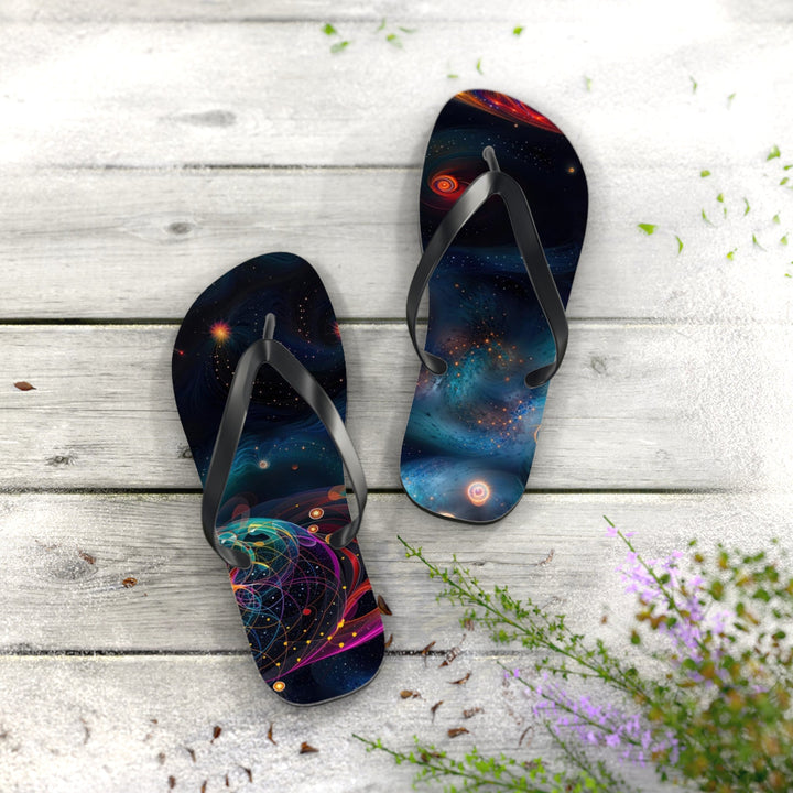 Cosmic Vibrant Tapestry - Flip Flops - Shoes - g(0D·IO) - XL - Black sole -