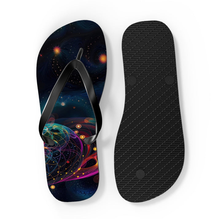 Cosmic Vibrant Tapestry - Flip Flops - Shoes - g(0D·IO) - XL - Black sole -