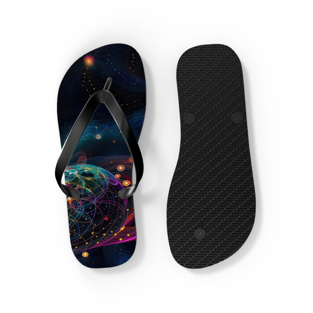 Cosmic Vibrant Tapestry - Flip Flops - Shoes - g(0D·IO) - XL - Black sole -