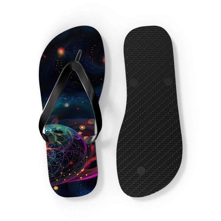 Cosmic Vibrant Tapestry - Flip Flops - Shoes - g(0D·IO) - XL - Black sole -