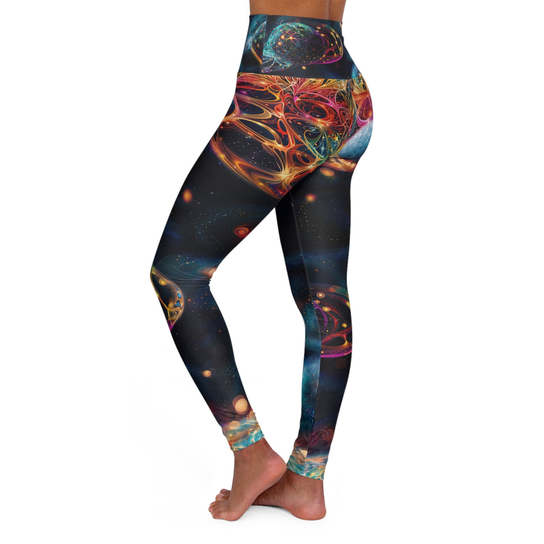 Cosmic Vibrant Tapestry - High Waisted AOP Yoga Leggings - All Over Prints - g(0D·IO) - XS - -