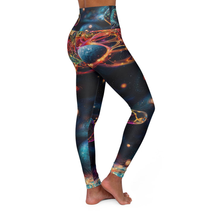 Cosmic Vibrant Tapestry - High Waisted AOP Yoga Leggings - All Over Prints - g(0D·IO) - XS - -