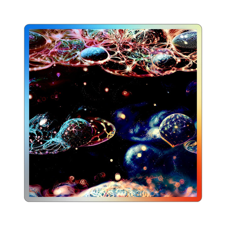 Cosmic Vibrant Tapestry - Holographic Die-Cut Sticker - Paper products - g(0D·IO) - 4" × 4" - Die-Cut - Holographic