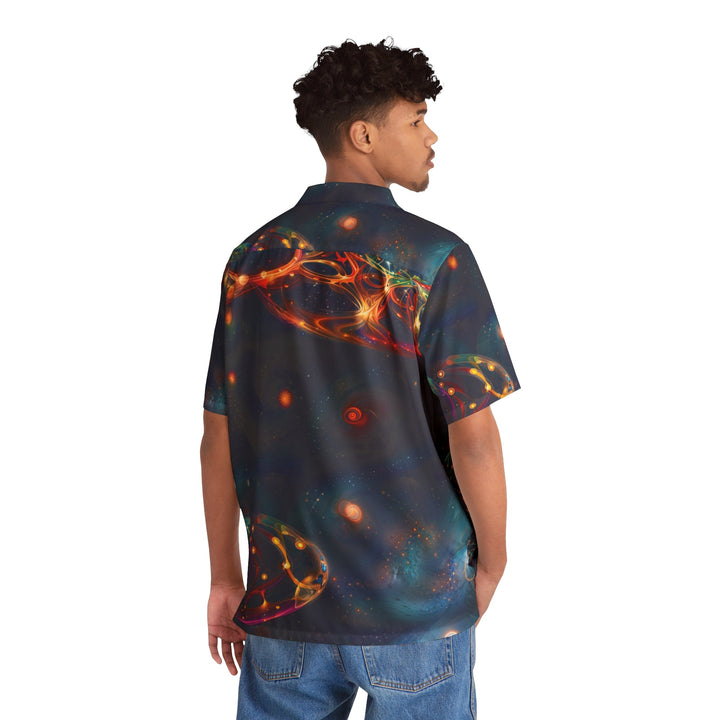 Cosmic Vibrant Tapestry - Men's Hawaiian Shirt - All Over Prints - g(0D·IO) - S - Black -