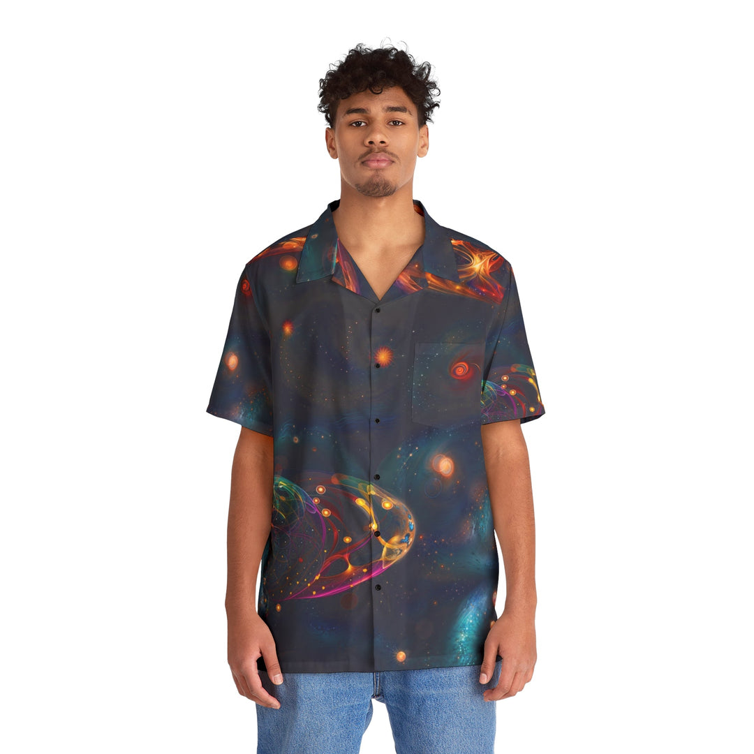 Cosmic Vibrant Tapestry - Men's Hawaiian Shirt - All Over Prints - g(0D·IO) - S - Black -