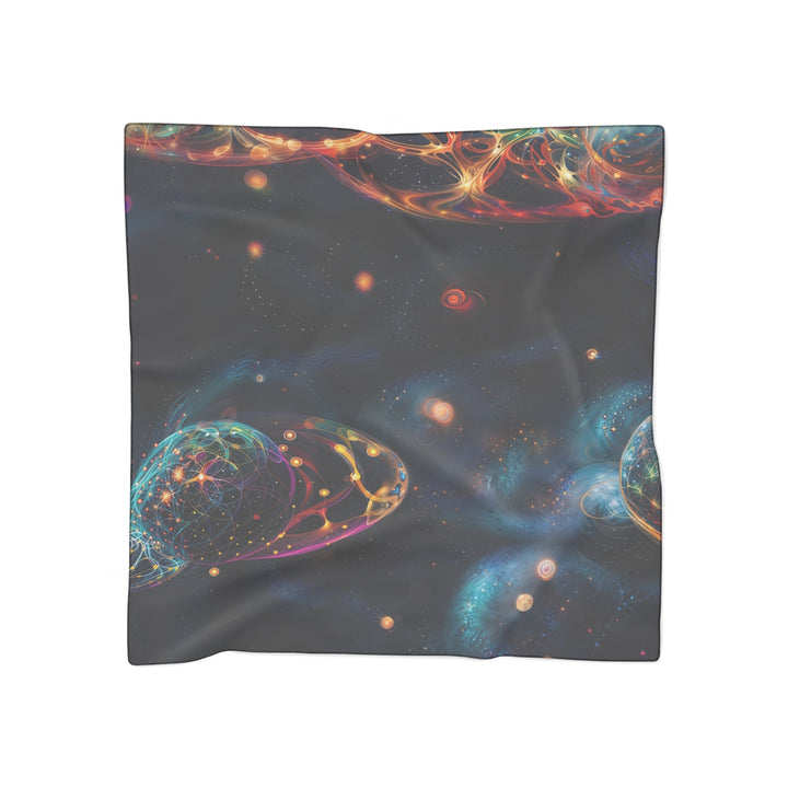 Cosmic Vibrant Tapestry - Poly Scarf - Accessories - g(0D·IO) - Poly voile - 25" × 25" -