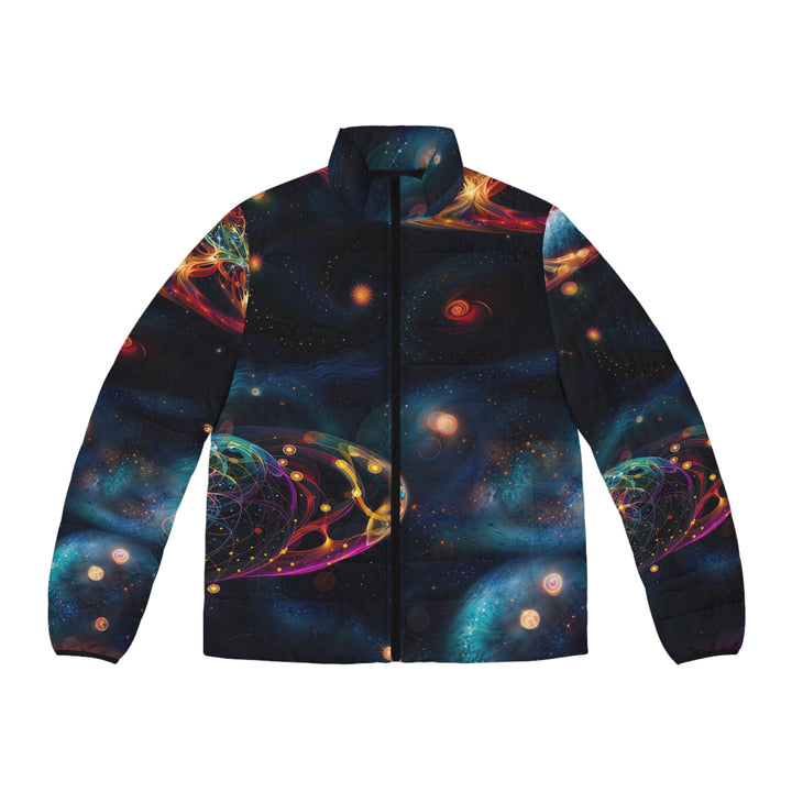 Cosmic Vibrant Tapestry - Puffer Jacket - All Over Prints - g(0D·IO) - S - Black zipper -