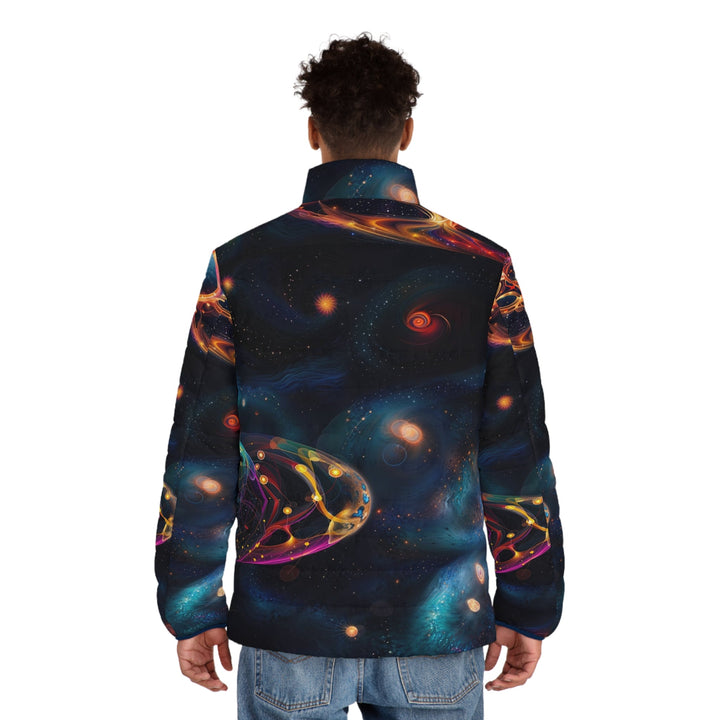 Cosmic Vibrant Tapestry - Puffer Jacket - All Over Prints - g(0D·IO) - S - Black zipper -