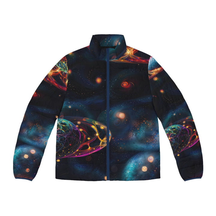 Cosmic Vibrant Tapestry - Puffer Jacket - All Over Prints - g(0D·IO) - S - Dark blue zipper -