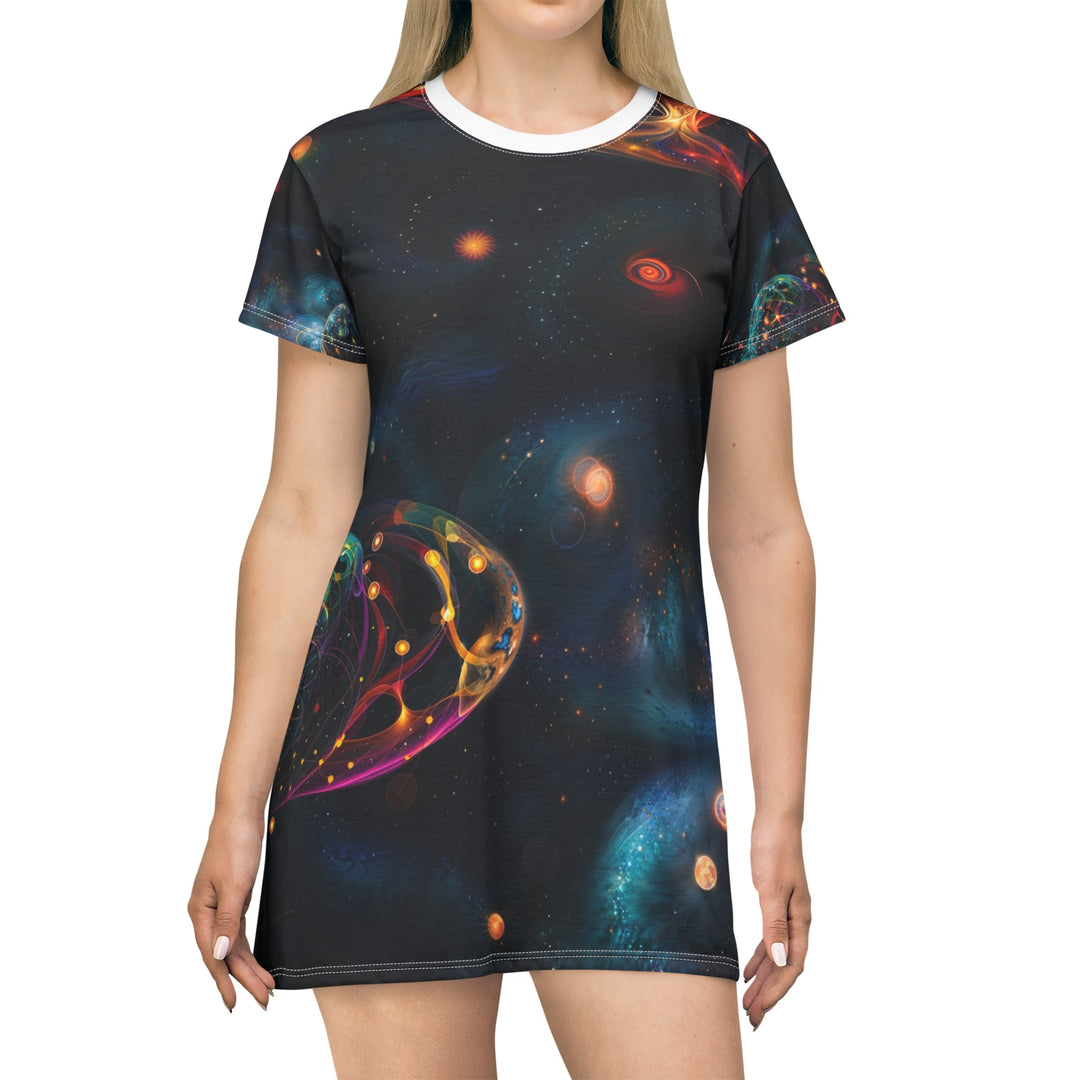 Cosmic Vibrant Tapestry - T-Shirt Dress - All Over Prints - g(0D·IO) - XS - -