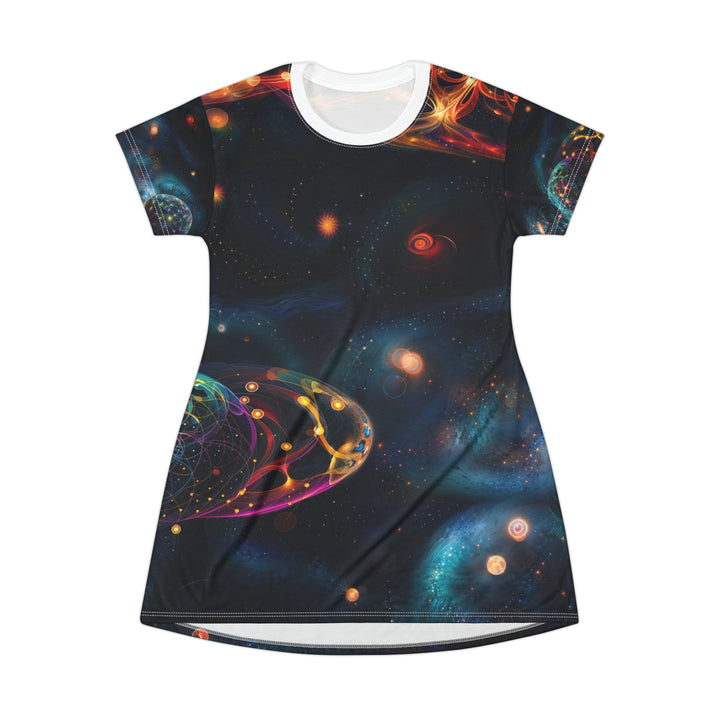 Cosmic Vibrant Tapestry - T-Shirt Dress - All Over Prints - g(0D·IO) - XS - -