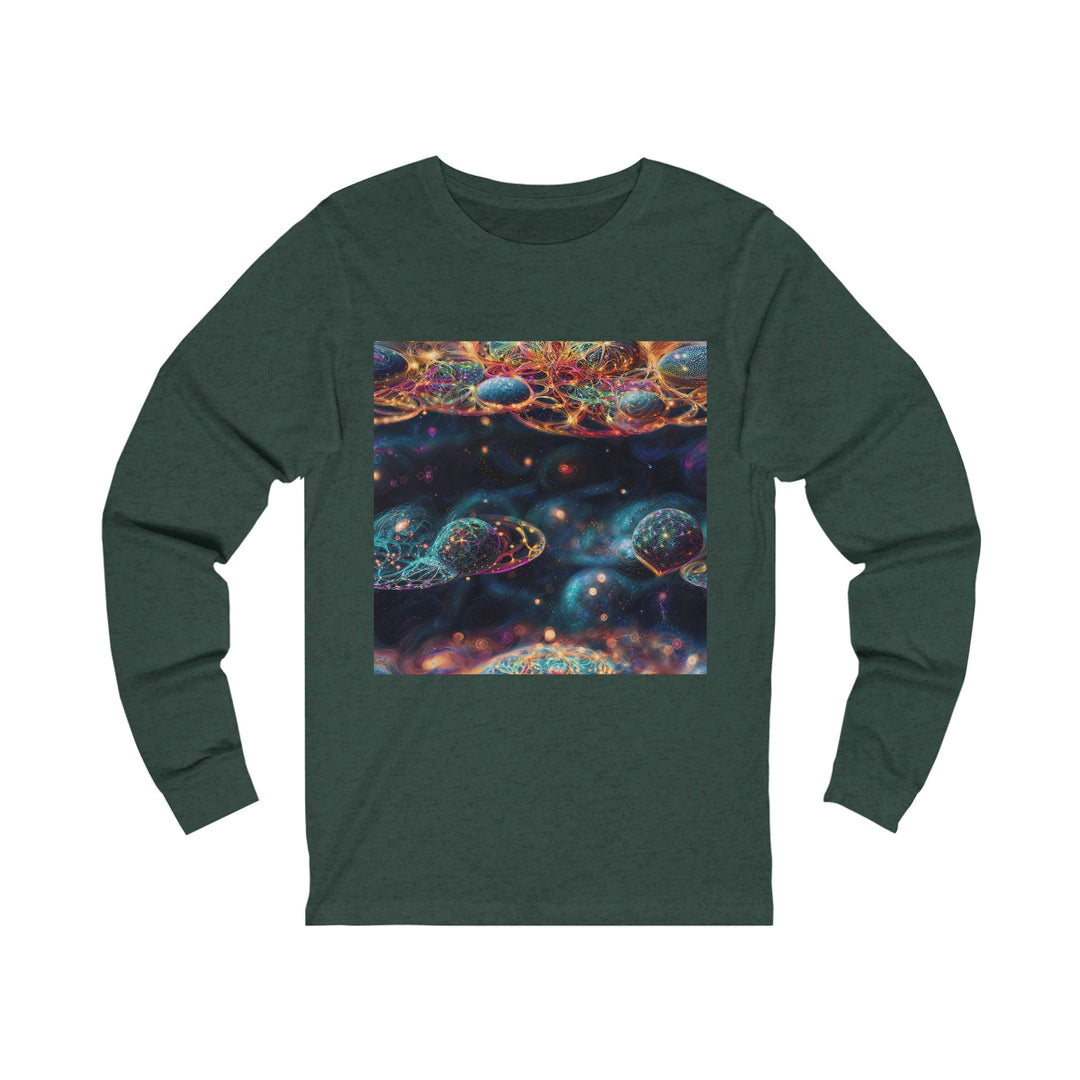 Cosmic Vibrant Tapestry - Unisex Jersey Long Sleeve Tee - Long-sleeve - g(0D·IO) - S - Heather Forest -