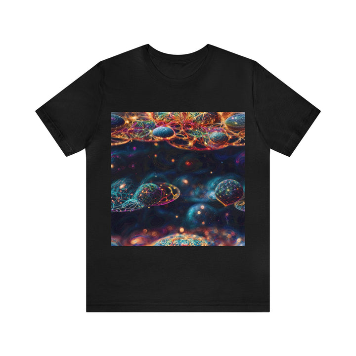 Cosmic Vibrant Tapestry - Unisex Jersey Short Sleeve Tee - T-Shirt - g(0D·IO) - Black - S -