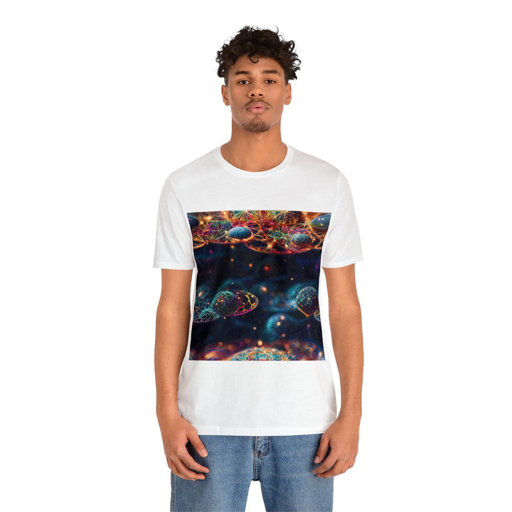 Cosmic Vibrant Tapestry - Unisex Jersey Short Sleeve Tee - T-Shirt - g(0D·IO) - Black - S -