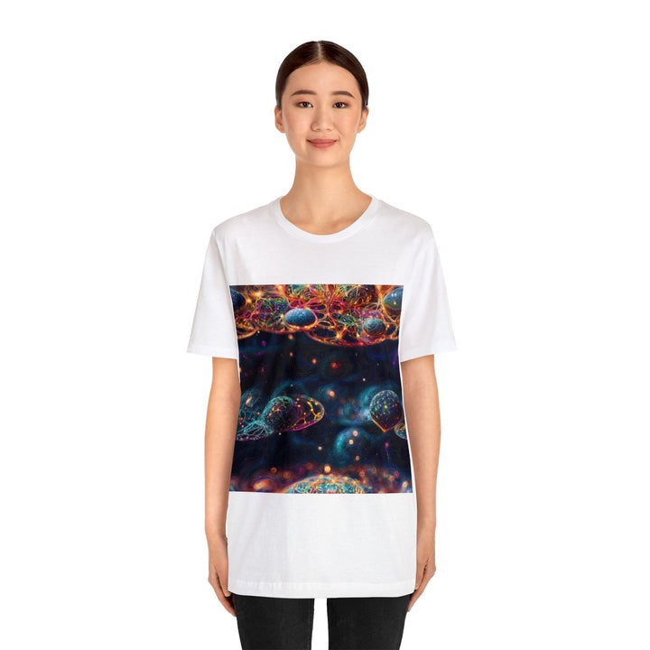 Cosmic Vibrant Tapestry - Unisex Jersey Short Sleeve Tee - T-Shirt - g(0D·IO) - Black - S -