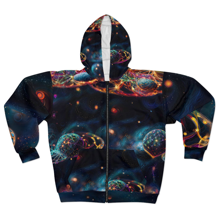 Cosmic Vibrant Tapestry - Unisex Zip Hoodie - All Over Prints - g(0D·IO) - XS - -