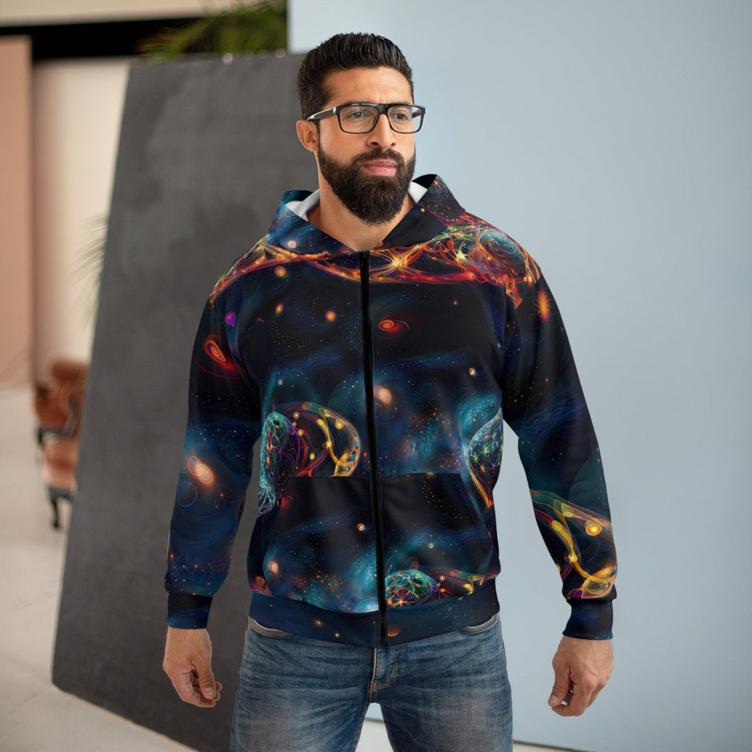 Cosmic Vibrant Tapestry - Unisex Zip Hoodie - All Over Prints - g(0D·IO) - XS - -