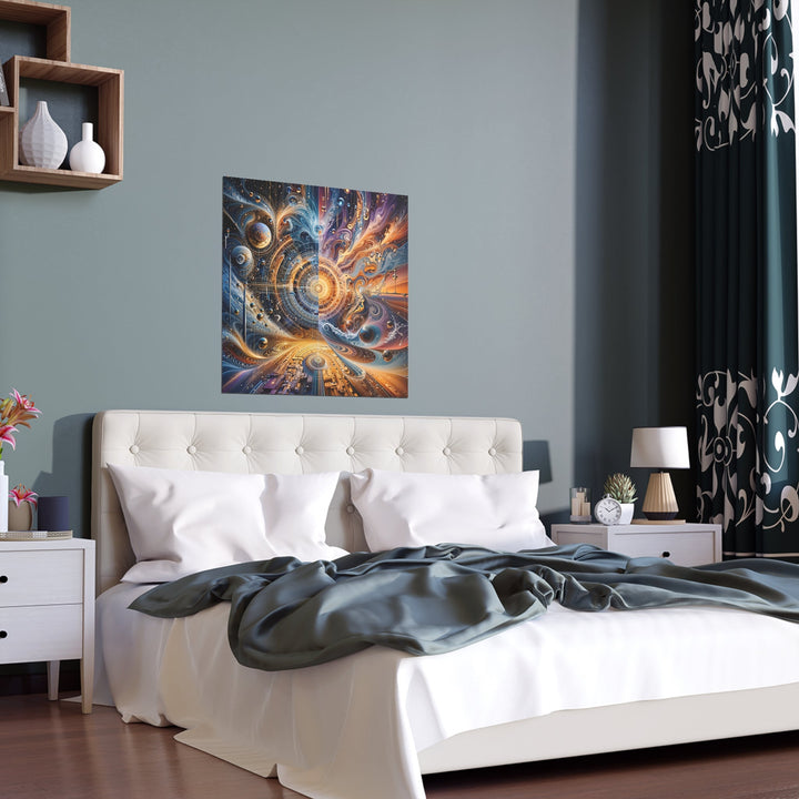 Cosmic Vortex Harmony - Indoor and Outdoor Silk Poster - Poster - g(0D·IO) - 30″ x 30″ (Square) - Semi Glossy -