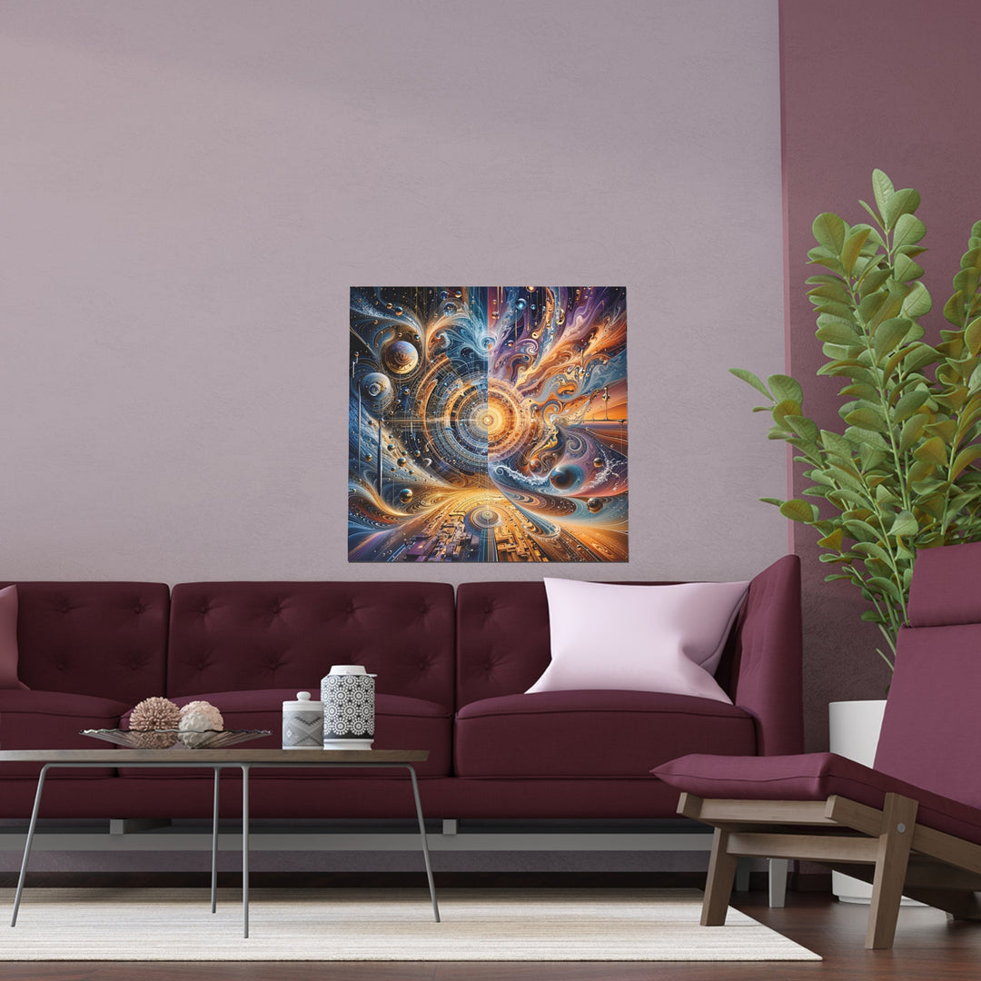 Cosmic Vortex Harmony - Indoor and Outdoor Silk Poster - Poster - g(0D·IO) - 30″ x 30″ (Square) - Semi Glossy -