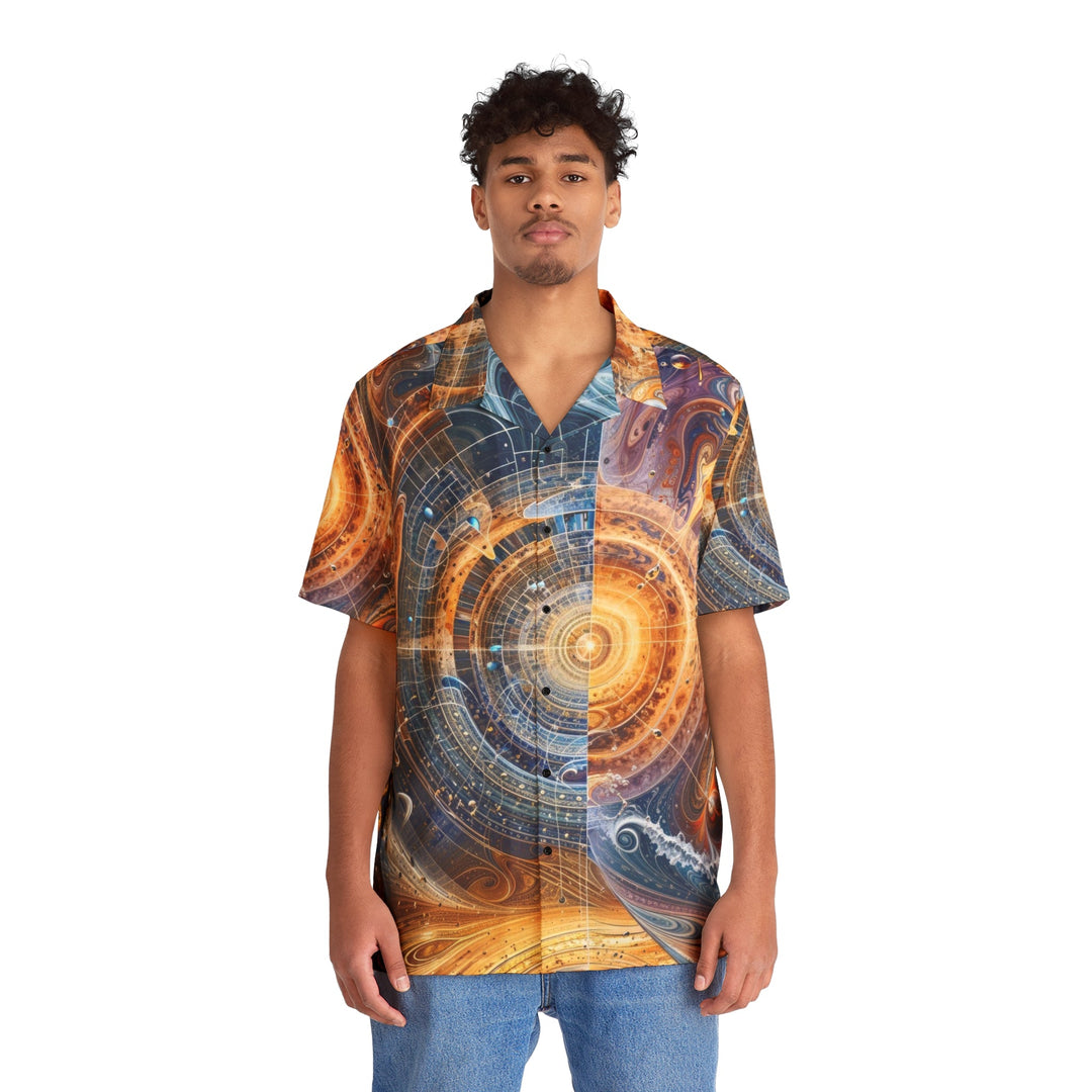 Cosmic Vortex Harmony - Men's Hawaiian Shirt - All Over Prints - g(0D·IO) - S - Black -