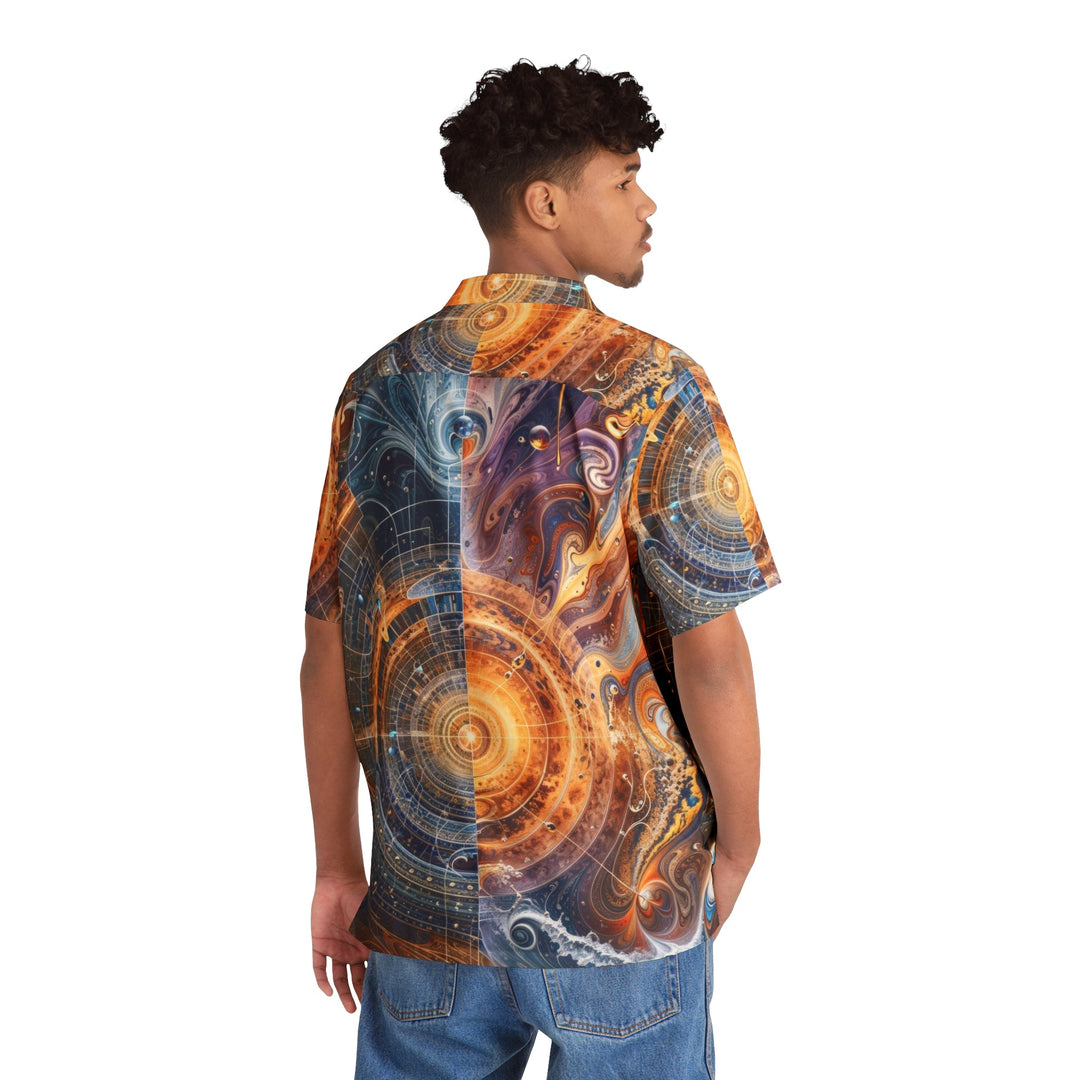 Cosmic Vortex Harmony - Men's Hawaiian Shirt - All Over Prints - g(0D·IO) - S - Black -