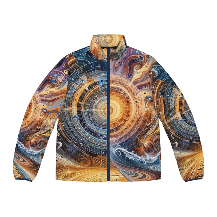 Cosmic Vortex Harmony - Puffer Jacket - All Over Prints - g(0D·IO) - S - Dark blue zipper -