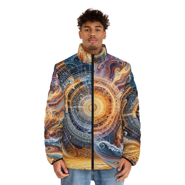 Cosmic Vortex Harmony - Puffer Jacket - All Over Prints - g(0D·IO) - S - Black zipper -