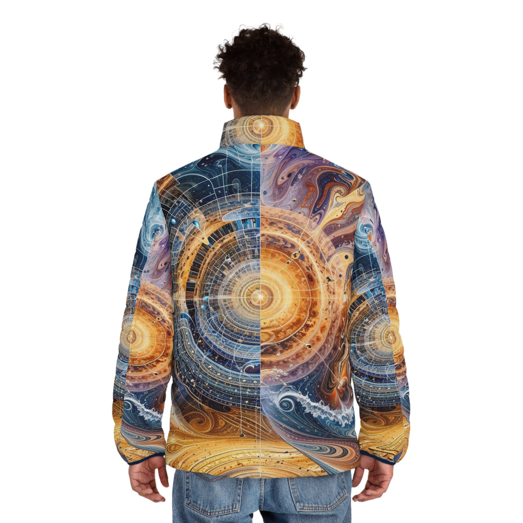 Cosmic Vortex Harmony - Puffer Jacket - All Over Prints - g(0D·IO) - S - Black zipper -