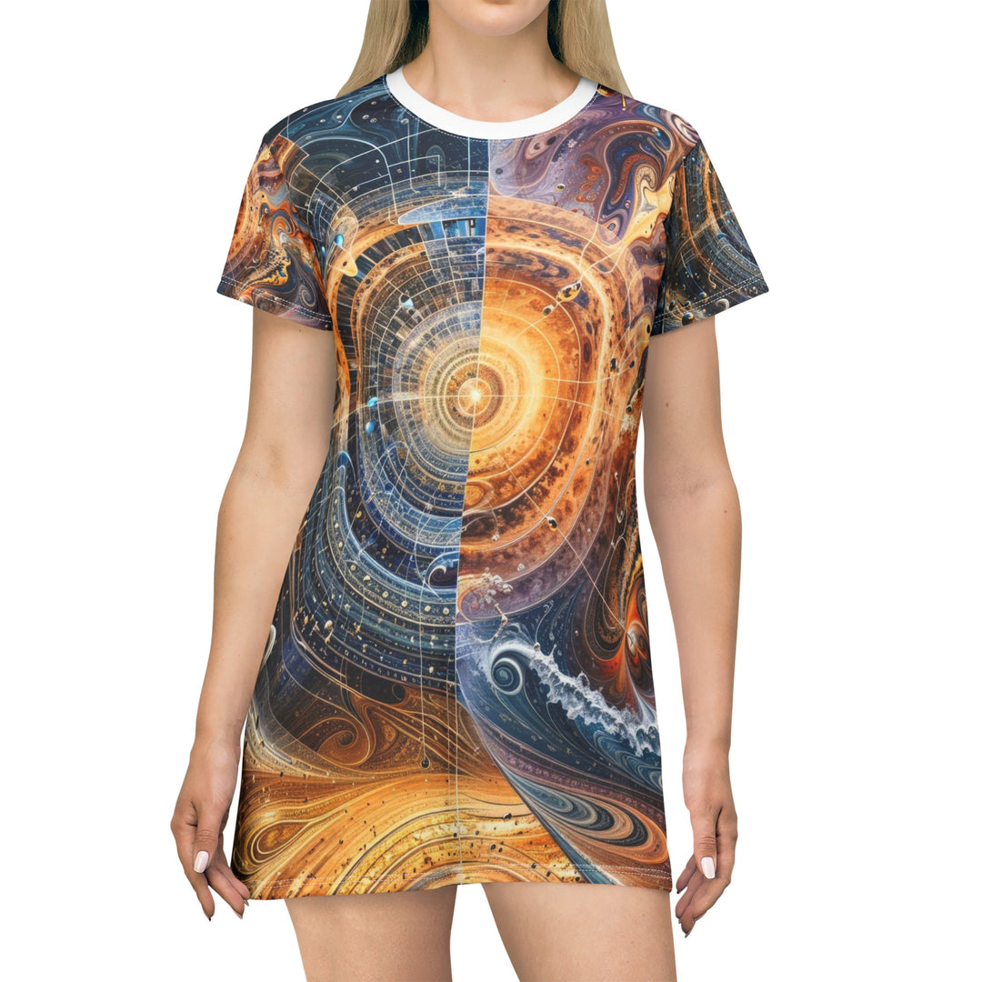 Cosmic Vortex Harmony - T-Shirt Dress - All Over Prints - g(0D·IO) - XS - -