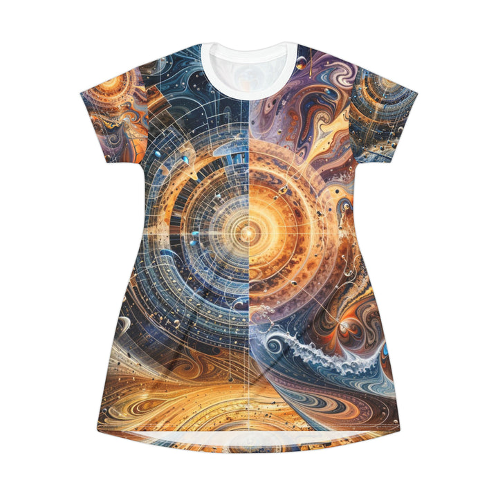 Cosmic Vortex Harmony - T-Shirt Dress - All Over Prints - g(0D·IO) - XS - -