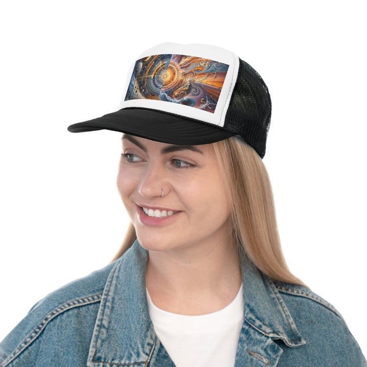 Cosmic Vortex Harmony - Trucker Hat - Hats - g(0D·IO) - Pink - One size -