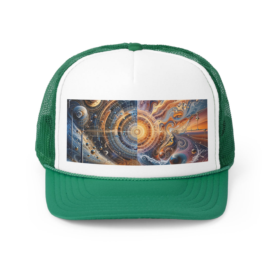 Cosmic Vortex Harmony - Trucker Hat - Hats - g(0D·IO) - Green - One size -