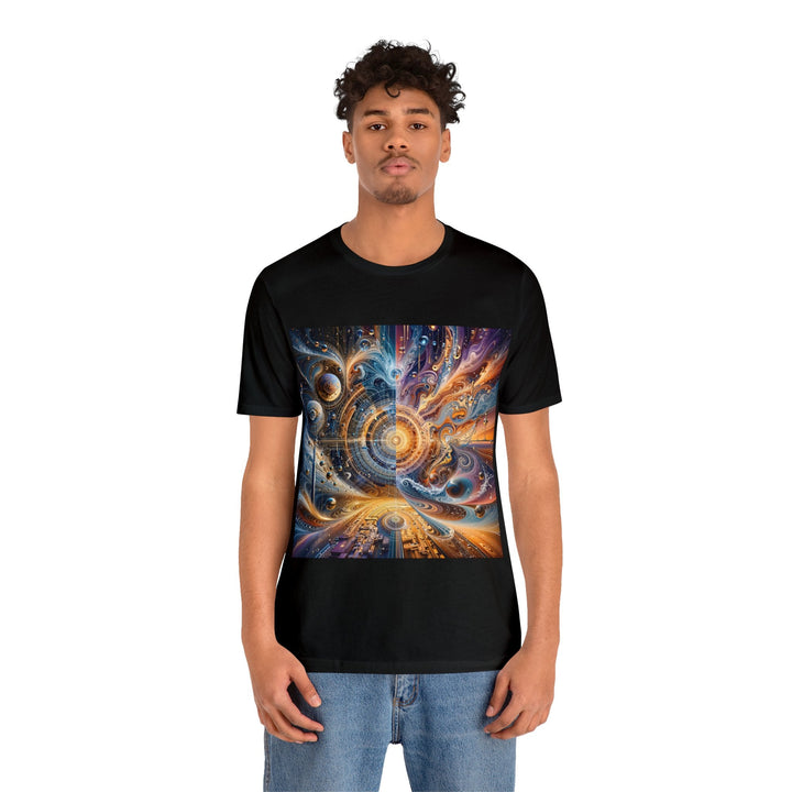 Cosmic Vortex Harmony - Unisex Jersey Short Sleeve Tee - T-Shirt - g(0D·IO) - Black - S -