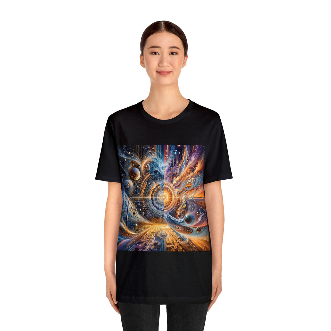 Cosmic Vortex Harmony - Unisex Jersey Short Sleeve Tee - T-Shirt - g(0D·IO) - Black - S -