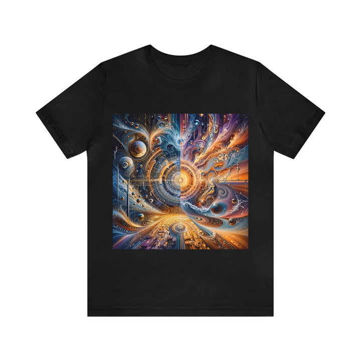 Cosmic Vortex Harmony - Unisex Jersey Short Sleeve Tee - T-Shirt - g(0D·IO) - Black - S -