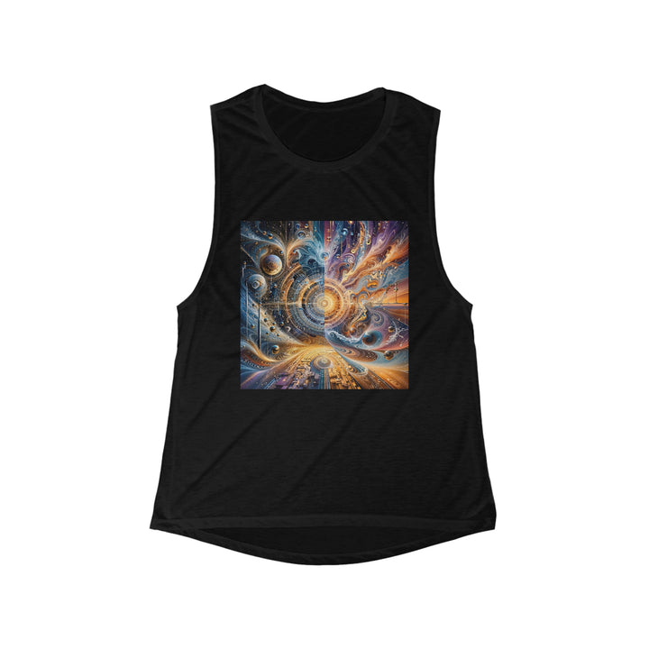 Cosmic Vortex Harmony - Women's Flowy Scoop Muscle Tank - Tank Top - g(0D·IO) - S - Black -