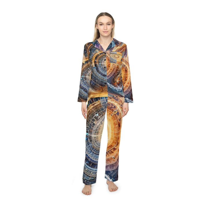 Cosmic Vortex Harmony - Women's Satin Pajamas - All Over Prints - g(0D·IO) - XS/S - Black -