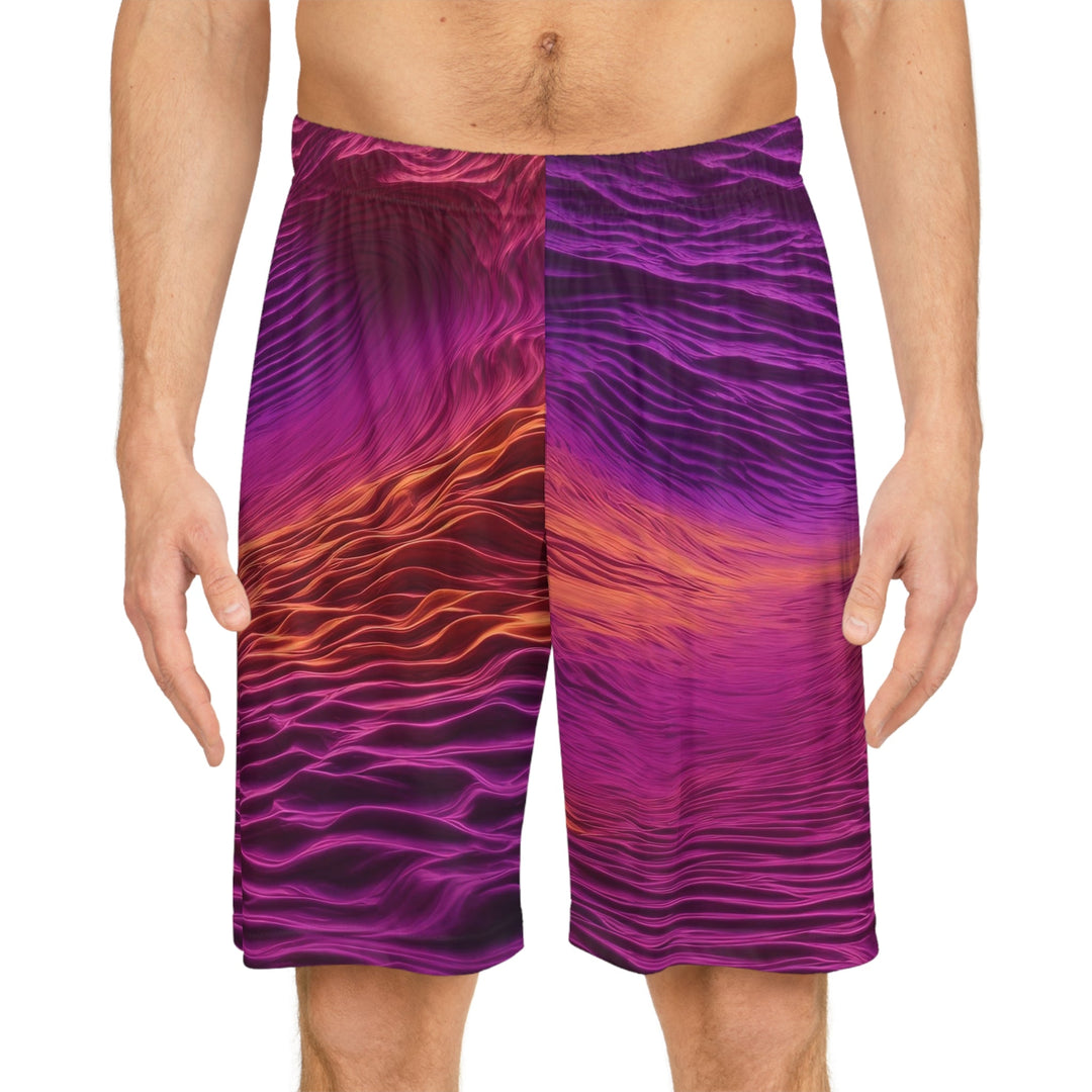 Crimson Waves Twilight - AOP Basketball Shorts - All Over Prints - g(0D·IO) - Seam thread color automatically matched to design - XS -