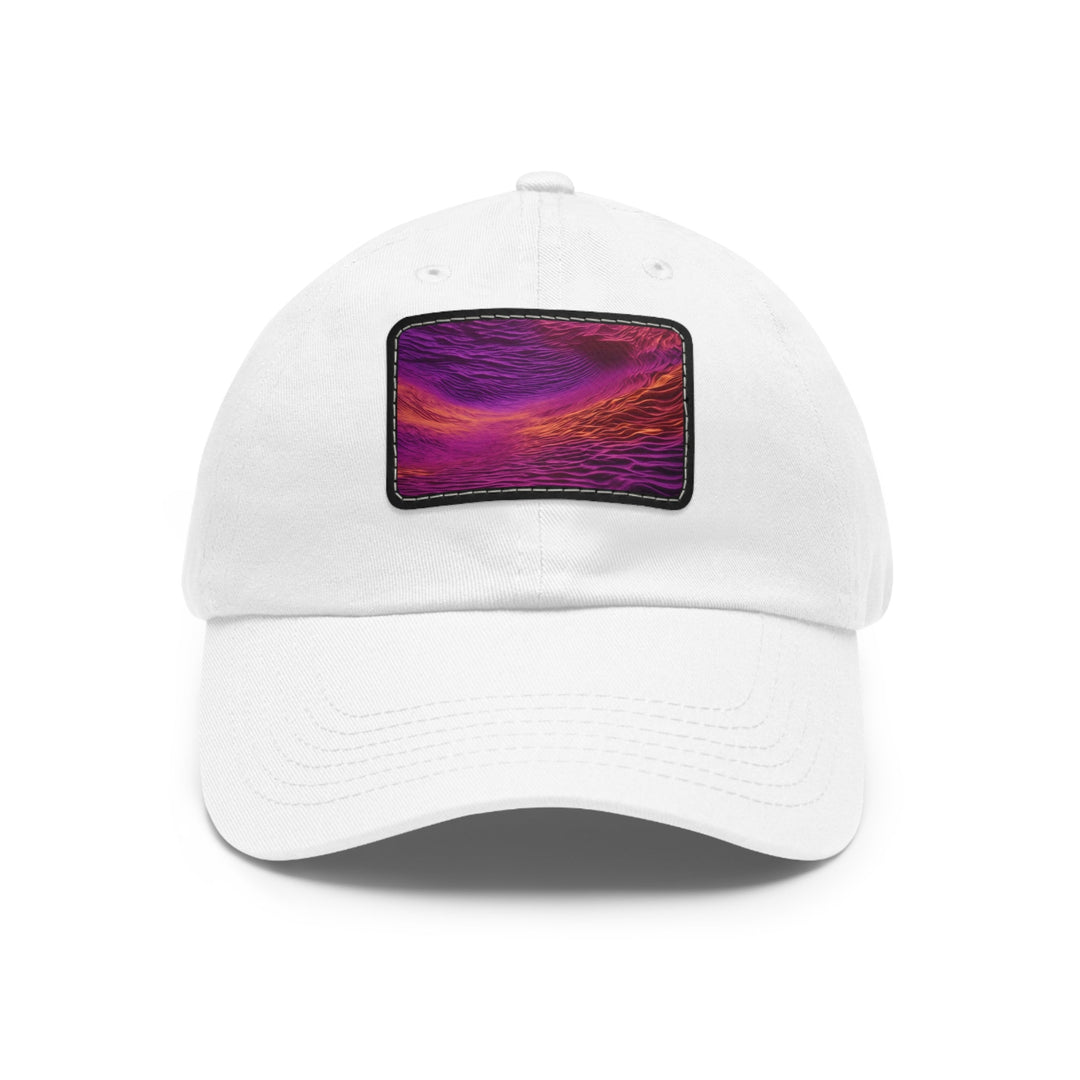 Crimson Waves Twilight - Dad Hat - Hats - g(0D·IO) - White / Black patch - Rectangle - One size