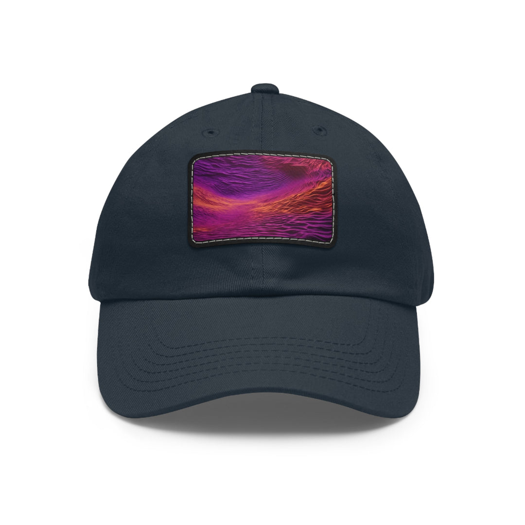 Crimson Waves Twilight - Dad Hat - Hats - g(0D·IO) - Navy / Black patch - Rectangle - One size