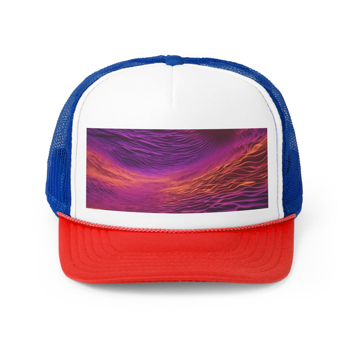 Crimson Waves Twilight - Trucker Hat - Hats - g(0D·IO) - Blue/Red - One size -